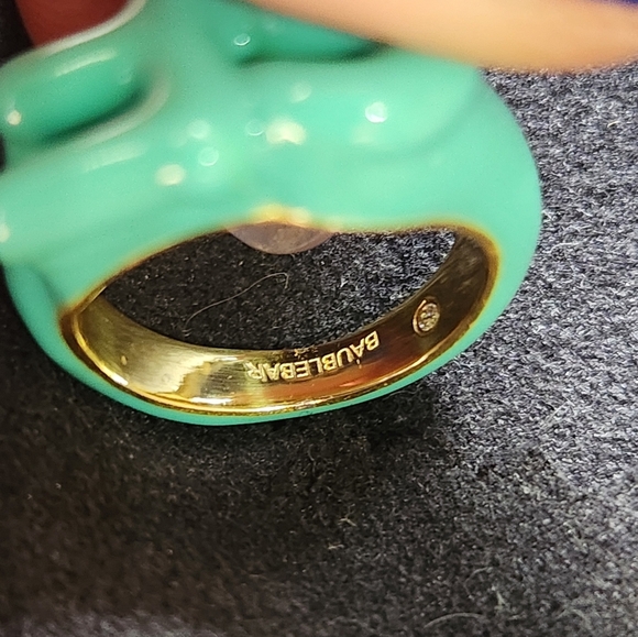 BaubleBar Enamel Initial Ring Turquoise Size 3 - Picture 4 of 9